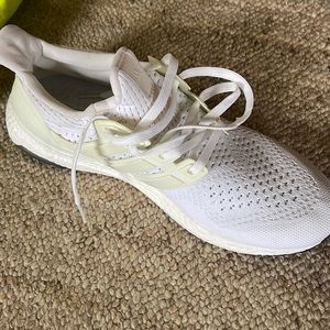 Adidas  - White with opaque yellow - one mark on heal by “Ultra Boost”